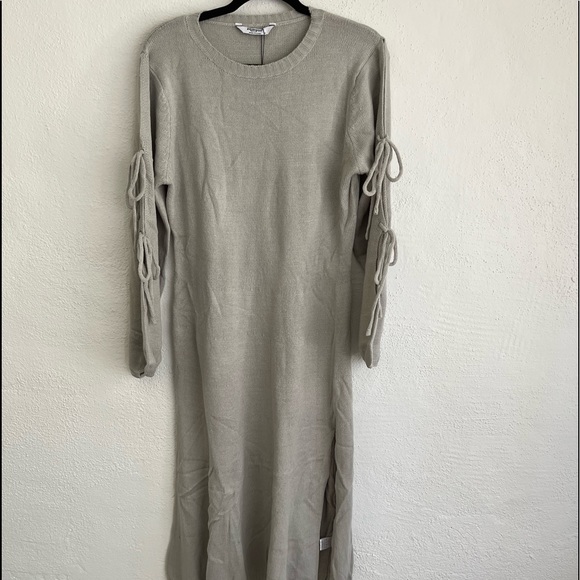 zeagoo Dresses & Skirts - Zeagoo Woman Gray Long Sleeve Side Slit Long Sweater Dress, Size XL